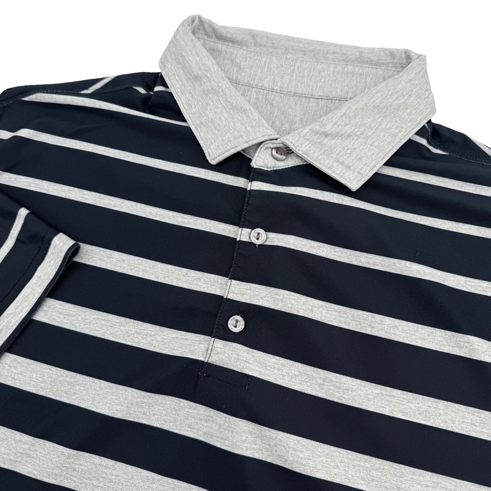 Hickey‎ Freeman Polo Shirt Mens Large Grey Striped Short Sleeve Performance Golf